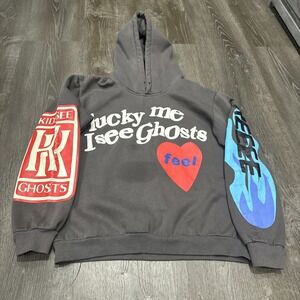 Lucky Me I See Ghosts Hoodie Camp Flog Gnaw Thrashed Distressed Kanye Cudi Hype